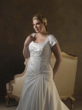 Fantastic Floor Length A Line Square Zipper Sweep/Brush Train With Beading,Embroidery Wedding Dresses