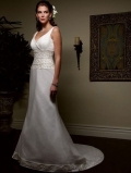 Fantastic Floor Length A-Line V-Neck Zipper Sweep/Brush Train With Embroidery Wedding Dresses