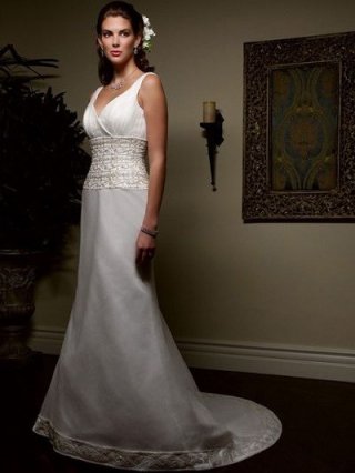 Fantastic Floor Length A-Line V-Neck Zipper Sweep/Brush Train With Embroidery Wedding Dresses