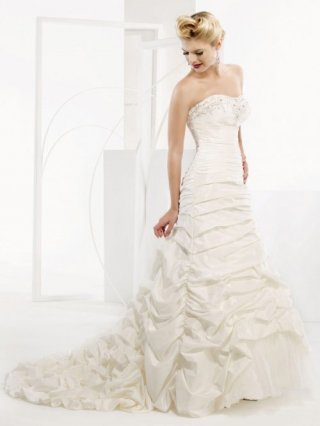 Fashion Floor Length A-Line Strapless Low Back Sweep Train With Sequins,Bandage Wedding Dresses WDresses00839