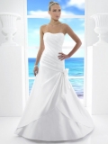 Fashionable Floor Length A Line Strapless Lace Up With Ruffles Wedding Dresses