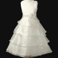 White Satin and Organza Multi Tiered Dress