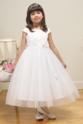 White Satin Tulle Princess Dress