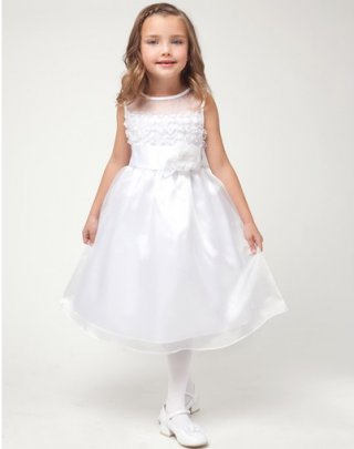 White Ruffled Flower Girl Dress