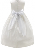 White Satin Flower Girl Dress with White Trim