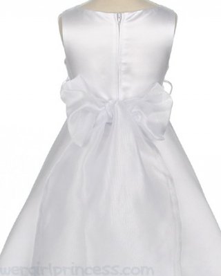 White Satin Flower Girl Dress