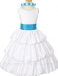 White Multi Tiered Satin Bubble Dress