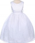 White Embroidered Organza Flower Girl Communion Dress