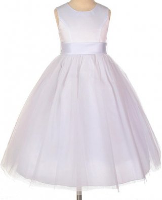 White Barbara Princess Flower Girl Tulle Dress