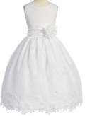 White Embroidered Communion Wedding Flower Girl Dress