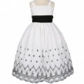 White Cotton Sundress with black embroidery