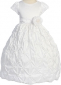 White Taffeta Flower Girl Communion Dress