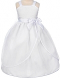 White Tea Dress with Satin Trim