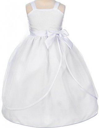 White Tea Dress with Satin Trim