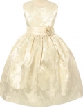 Ivory Jaccard Tea Length Flower Girl Dress