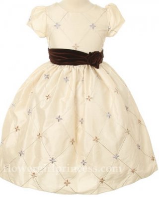 Ivory Taffeta Velvet Holiday Dress