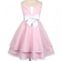 Pink Satin Split Top Flower Girl Dress