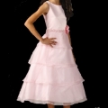 Pink Satin and Organza Multi Tiered Dress