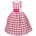 Pink Plaid Summer Flower Girl Dress