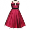 Fushia Satin dress with tulle overlay