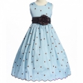 Light Blue Flower Girl Dress with Polka Dots