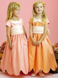 Beautiful Scoop Ruffle Short Sleeves Sash Flower Bonny Girl Dress
