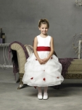 Double-layers ball gown Cheap hot sale Bowknot Design with red embellishment Dress For Flower Girl