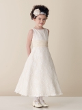 Elegant Lace Applique A-line Simple couture Sleeveless Sash Flower Girl Dress