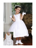 Glamorous red and white A-line cheap Satin pageant Flower Girl Dress with bowknot