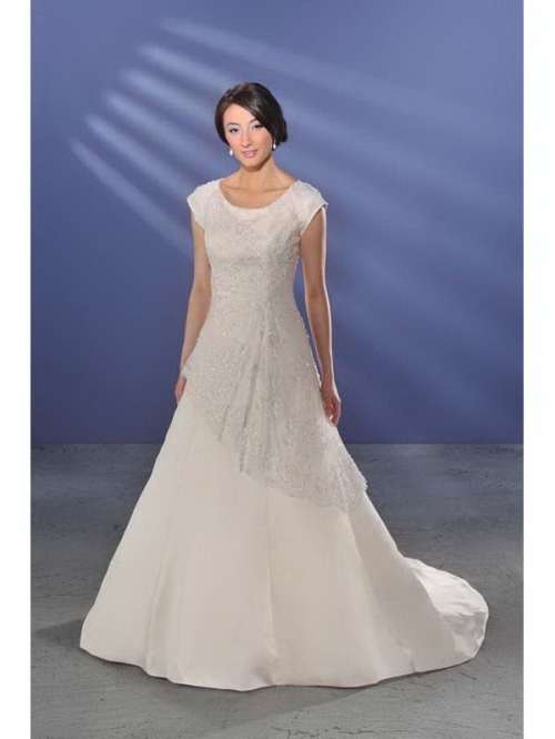 Fluid Floor Length A-Line Short Sleeves Sweep Train With Embroidery Wedding Dresses WDresses00996 Fluid Floor Length A-Line Short Sleeves Sweep Train With Embroidery Wedding Dresses WDresses00996