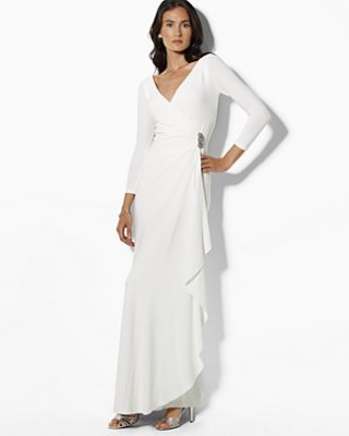Lauren by Ralph Lauren Dress Three Quarter-Sleeve Dress with V-back
