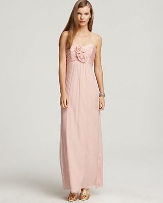 Amsale Strapless Rosette Gown