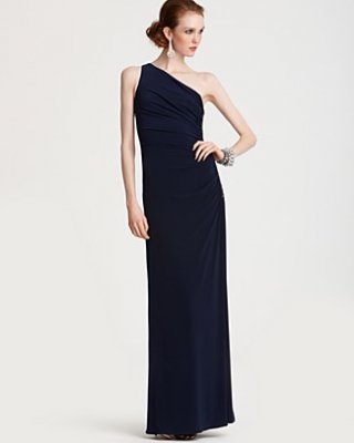 Laundry by Shelli Segal One-Shoulder Gown with Beaded Side