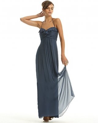 Amsale Long, Ruffle Front Silk Dress