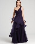 ABS by Allen Schwartz One-Shoulder Multi-Tiered Gown