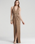 hoaglund new york Metallic Halter Gown