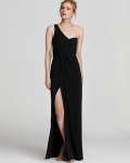 Laundry by Shelli Segal Shirred One-Shoulder Gown