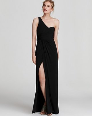 Laundry by Shelli Segal Shirred One-Shoulder Gown Laundry by Shelli Segal Shirred One-Shoulder Gown