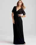 BCBGMAXAZRIA Illusion Flutter-Sleeve Gown