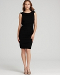 David Meister Ruched Draped-Back Dress