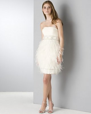 Sue Wong Strapless Feather Dress
