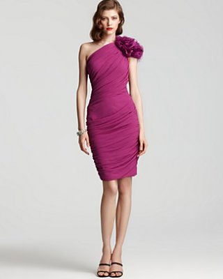 Tadashi Shoji One-Shoulder Ruffle Dress
