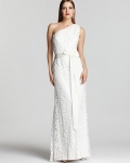 Tadashi Shoji One-Shoulder Lace Gown