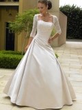 Fresh/Brisk Floor Length A-Line Long Sleeves Low Back Sweep Train With Embroidery,Bandage Wedding Dresses WDresses00914