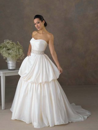 Fulgurant Floor Length A-Line Strapless Low Back Sweep Train With Sequins,Button Wedding Dresses WDresses01020