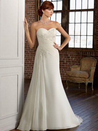 Fulgurant Floor Length A-Line Sweetheart Low Back Sweep Train With Embroidery,Bandage Wedding Dresses WDresses00727