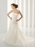 Glaring Floor Length A-Line Sweetheart Low Back Sweep Train With Flower,Button Wedding Dresses WDresses00722