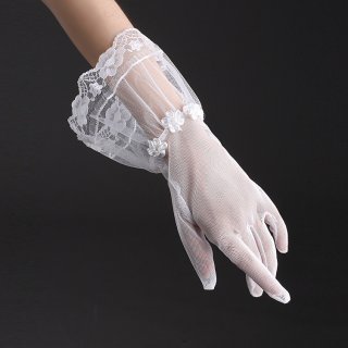 Crystal Yarn Bow Wedding Gloves