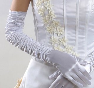 Long Satin Pleated Wedding Gloves Long Satin Pleated Wedding Gloves