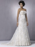 Good Quality Floor Length A-Line Sweetheart Low Back Sweep Train With Embroidery,Bandage Wedding Dresses WDresses00780